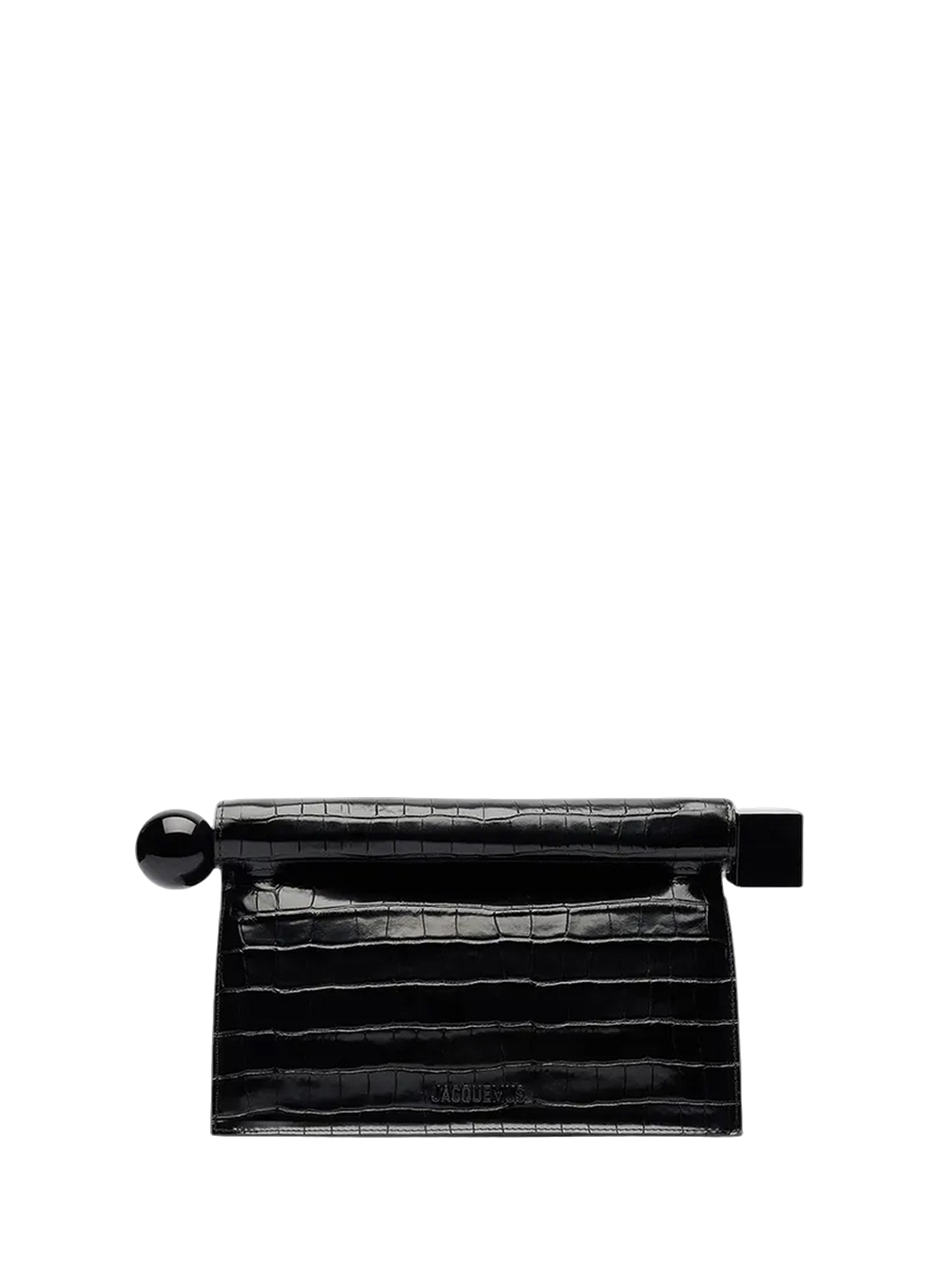 Jacquemus The Rond Carre Clutch Croc-Embossed Black
