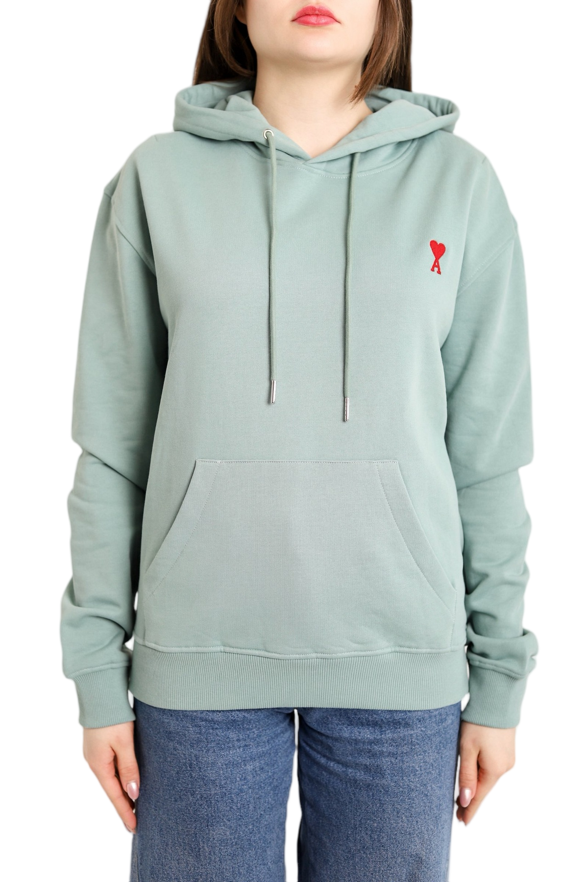 AMI Paris Ami de Coeur Small Heart Logo Hoodie Mint