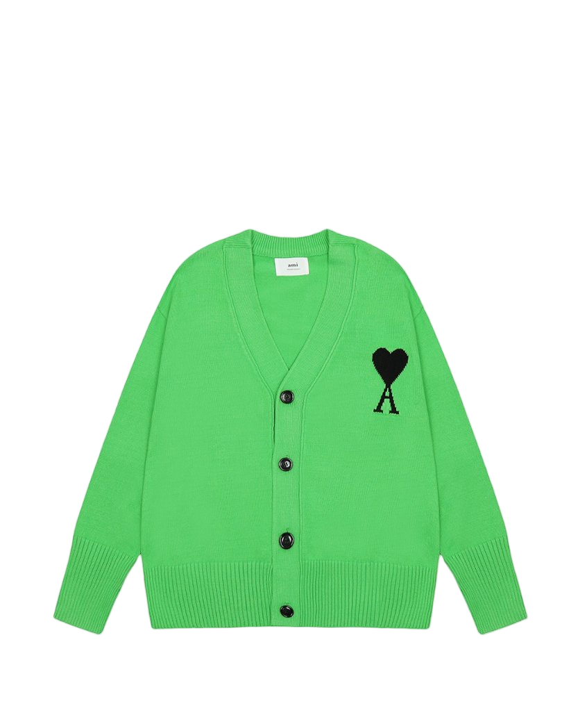AMI Paris Ami de Coeur Cardigan Green/Black