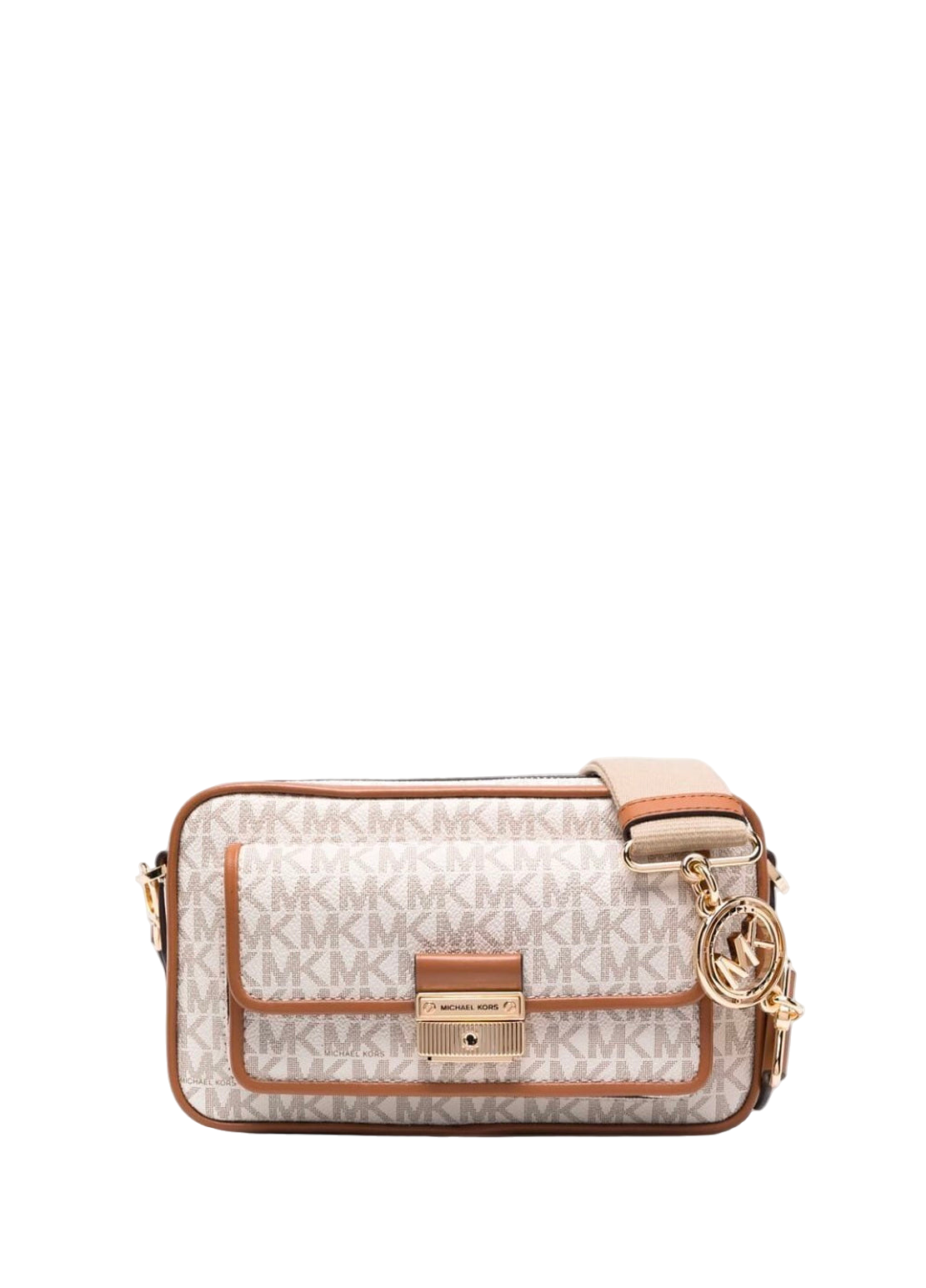 Michael Kors Bradshaw Medium Logo Camera Bag Neutrals Edging Brown