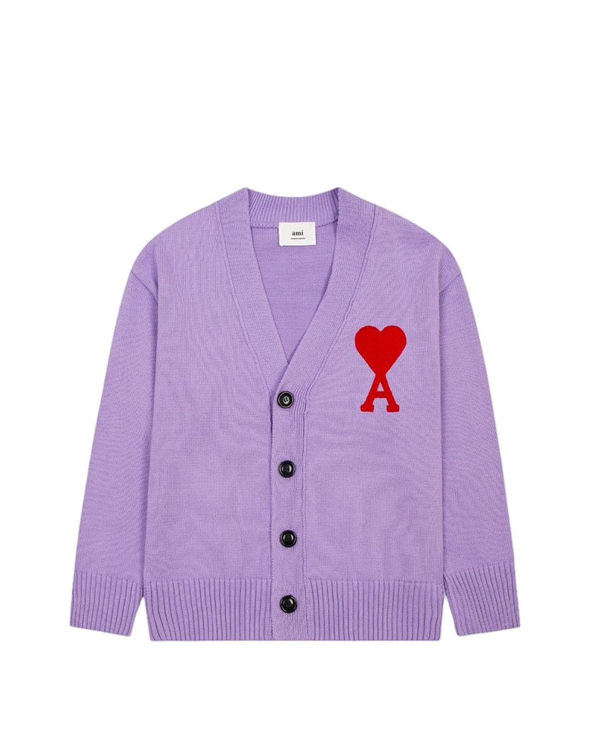 AMI Paris Ami de Coeur Oversize Cardigan Purple