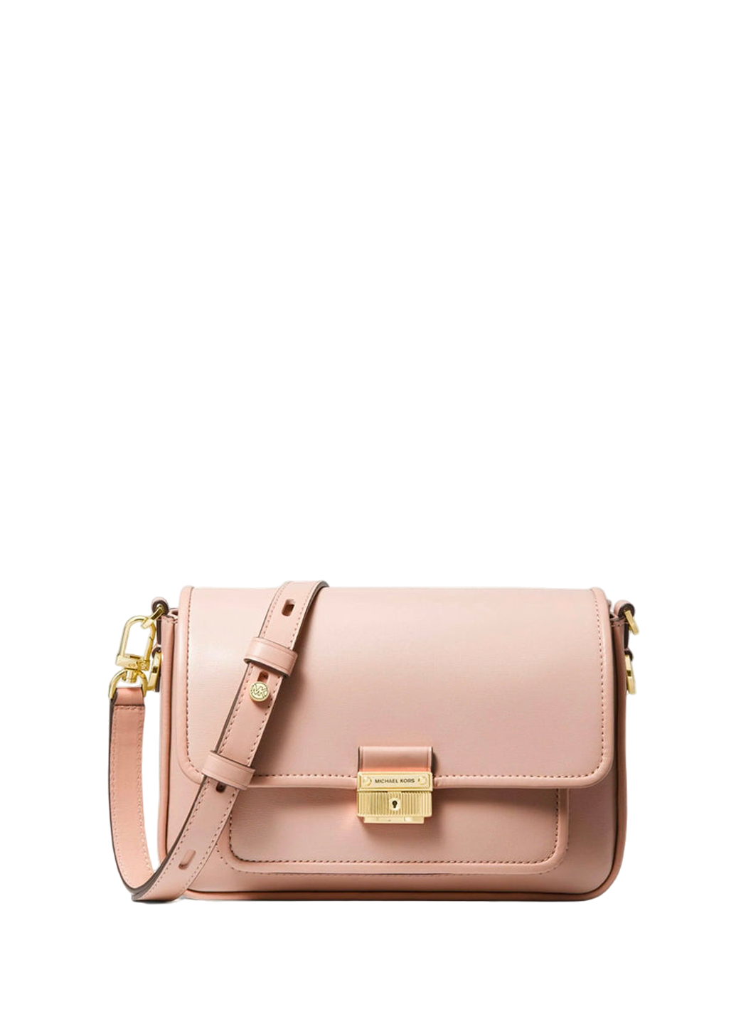 Michael Kors Bradshaw Medium Leather Messenger Bag in Soft Pink