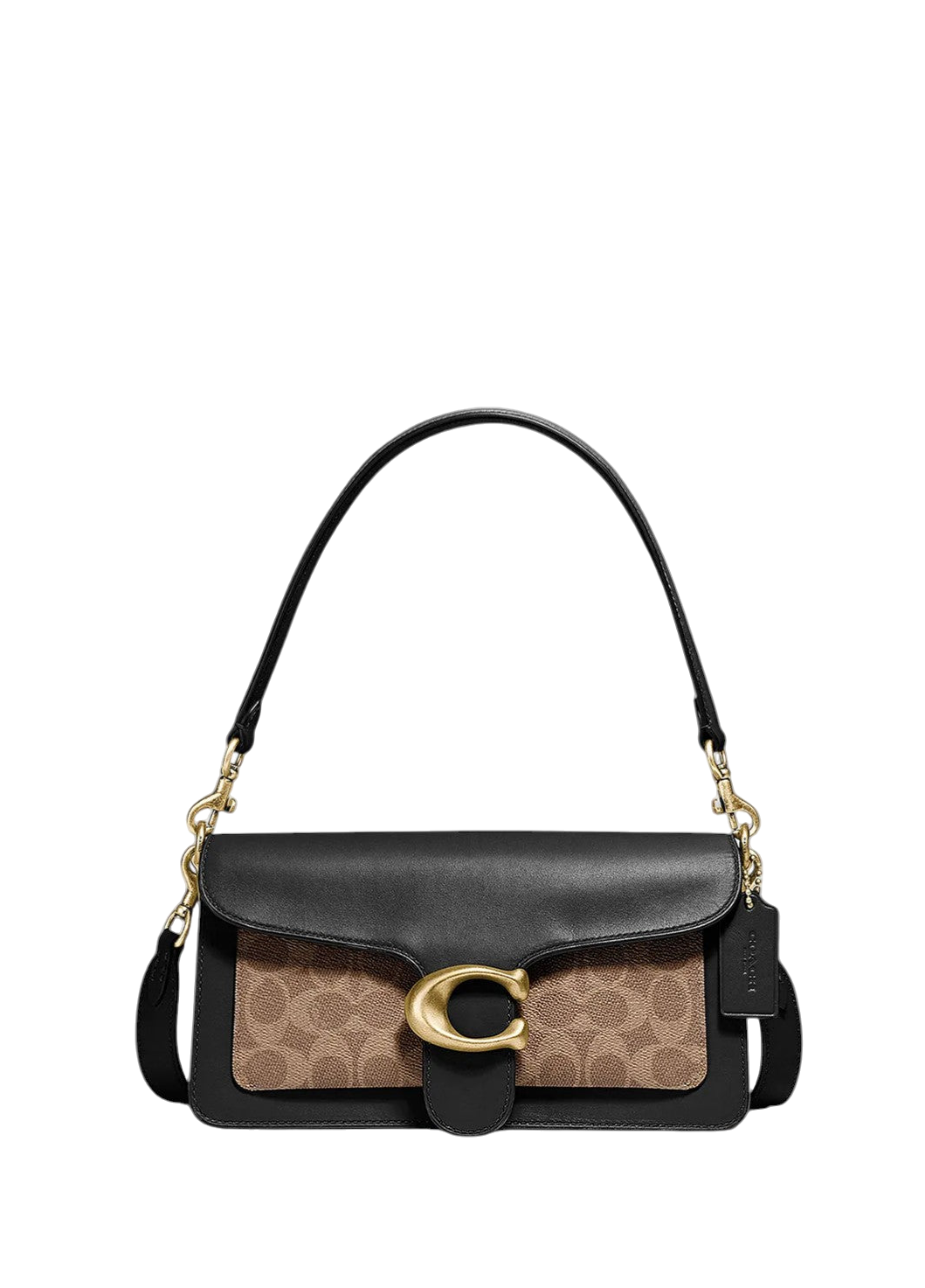 Coach Tabby Shoulder Bag 26 With Signature Canvas Tan Black