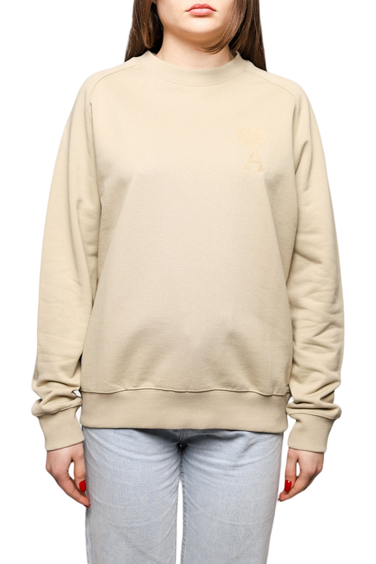 AMI Paris Broderie Sweatshirt Beige