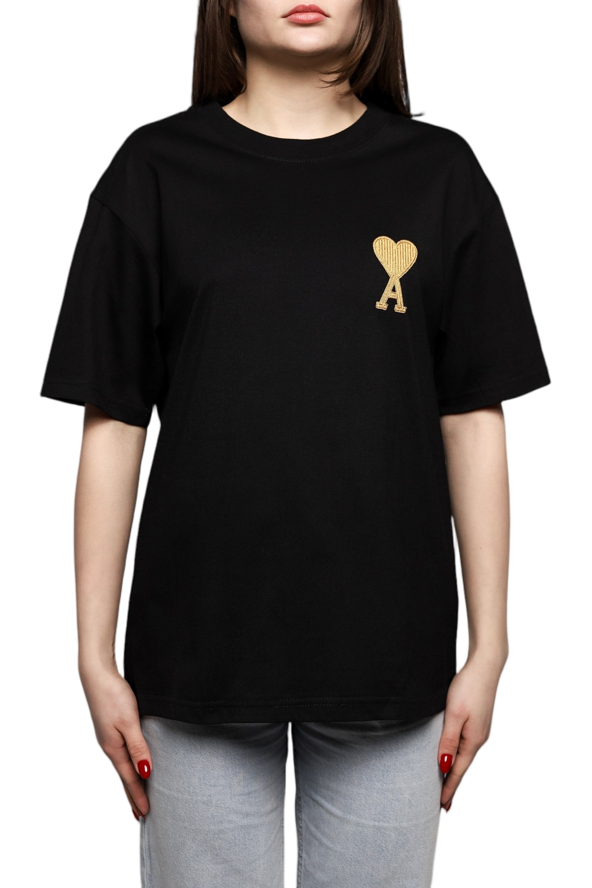 AMI Paris Ami de Coeur Lurex T-Shirt Black