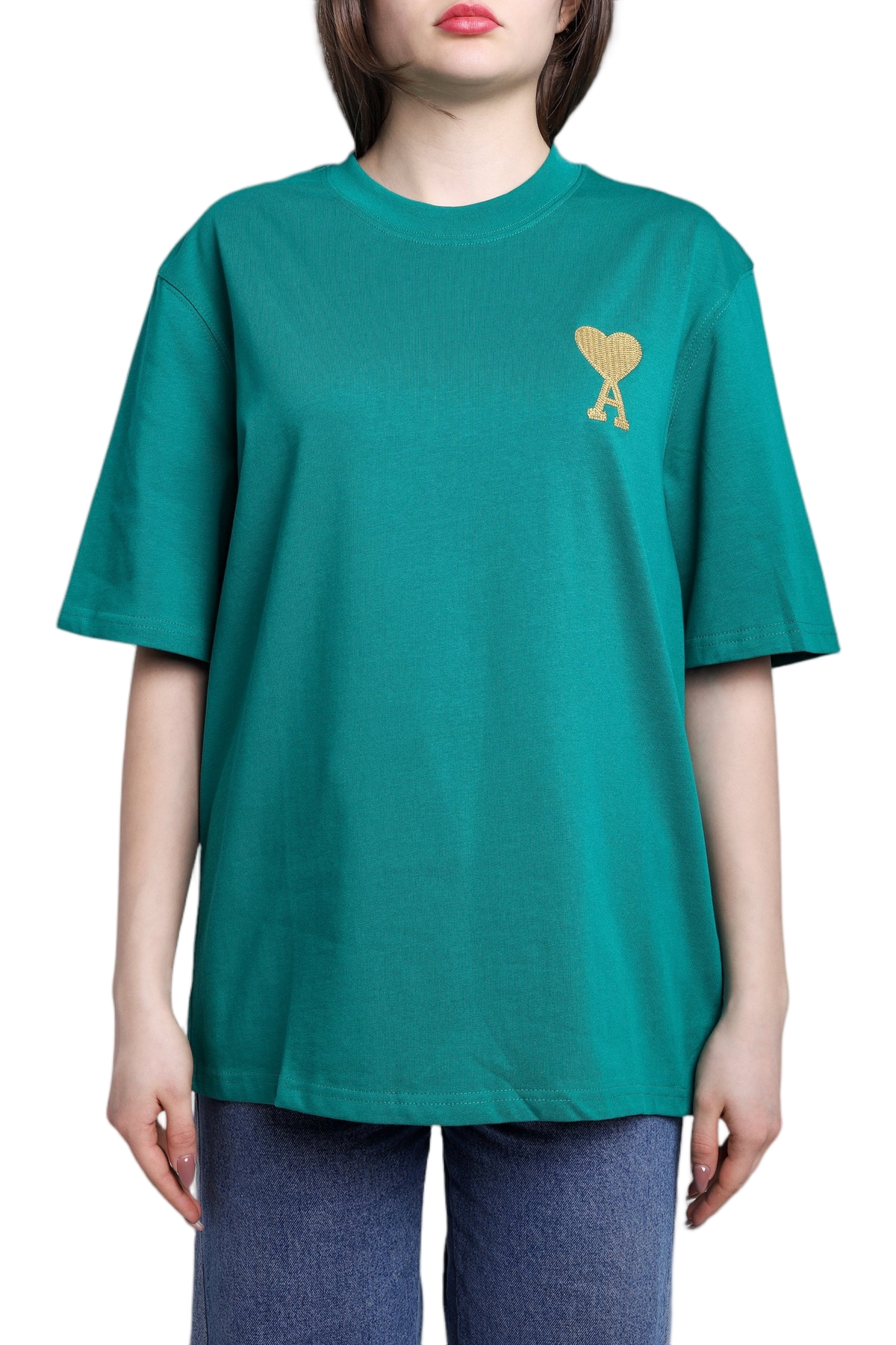 AMI Paris Ami de Coeur Lurex T-Shirt Green
