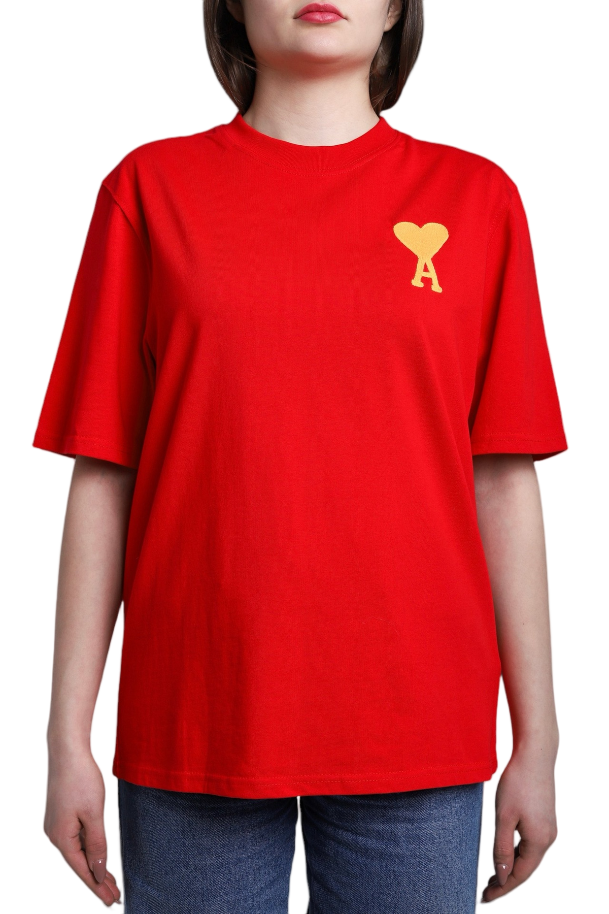 AMI Paris Ami de Coeur Lurex T-Shirt Red