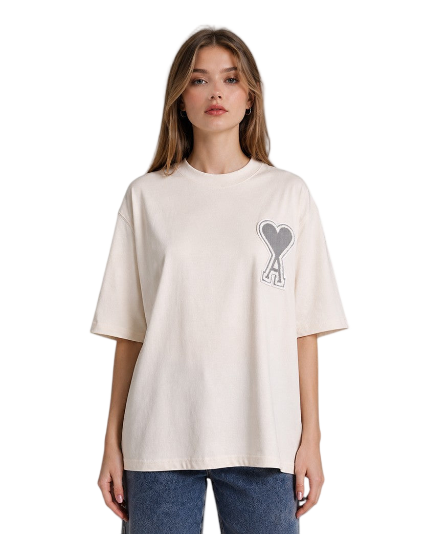 AMI Paris Exclusive Ami De Coeur T-Shirt Beige Grey Heart