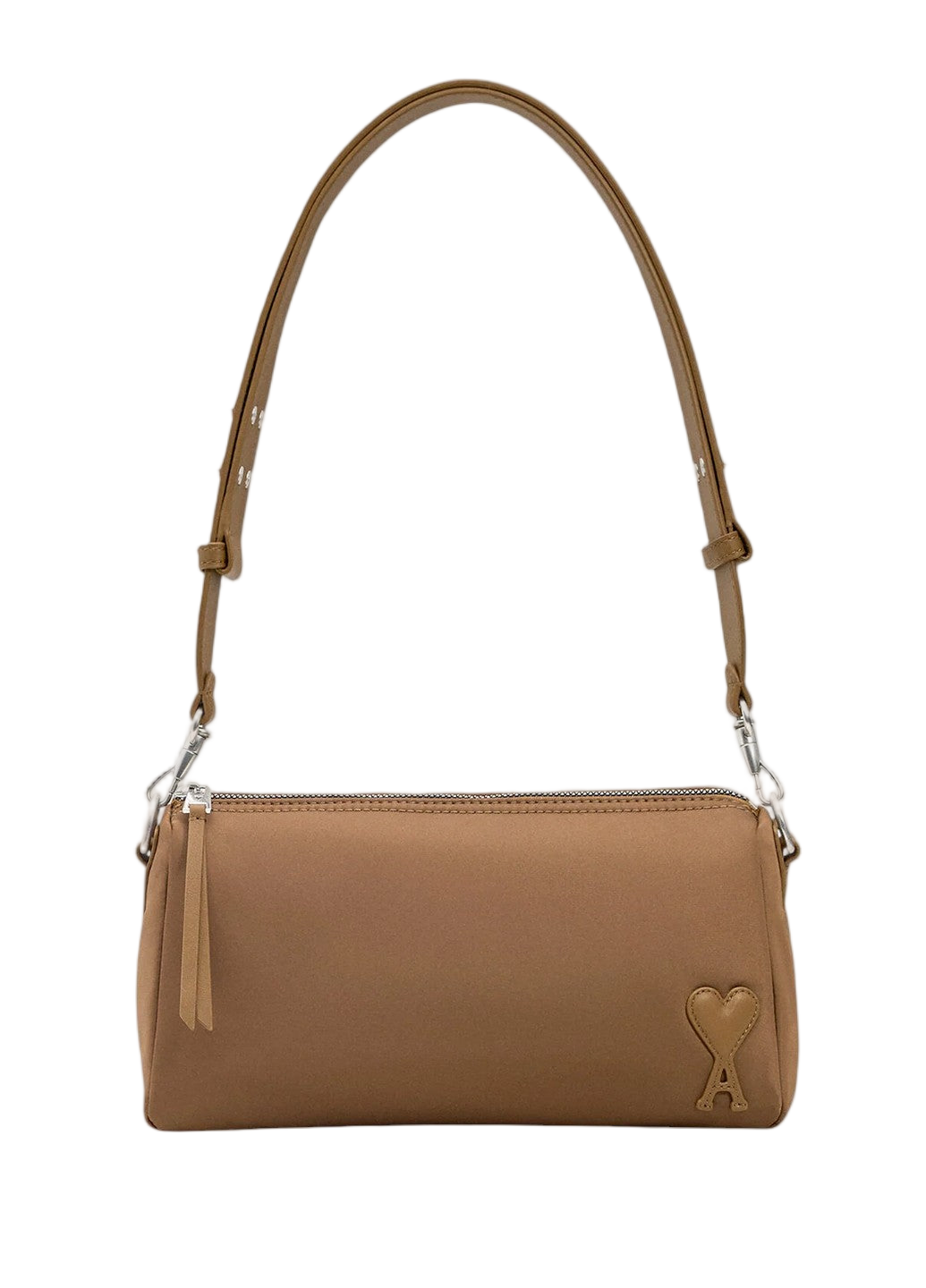 AMI Paris Marcel Nylon Shoulder Bag Hazelnut
