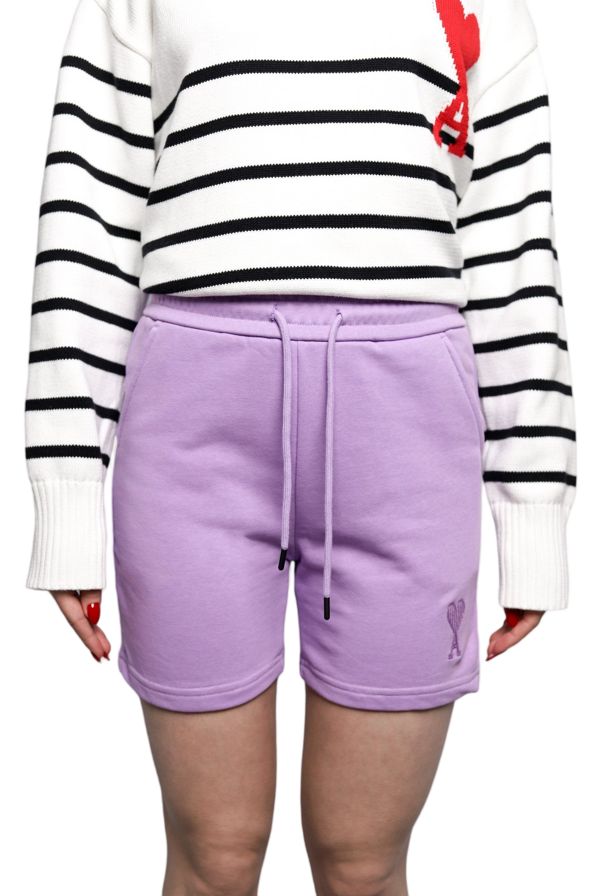 AMI Paris Cotton Shortened Shorts Purple