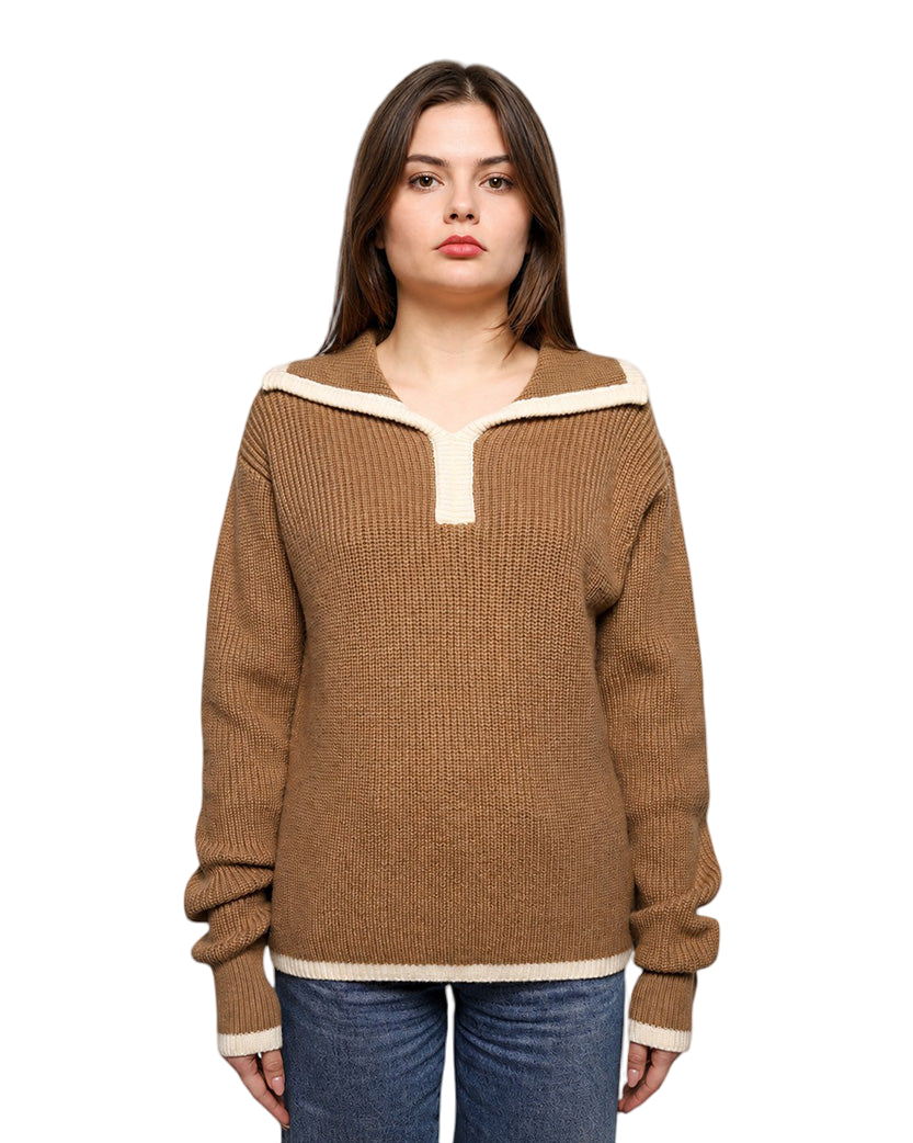 Low Classic Knit Polo Sweater Beige