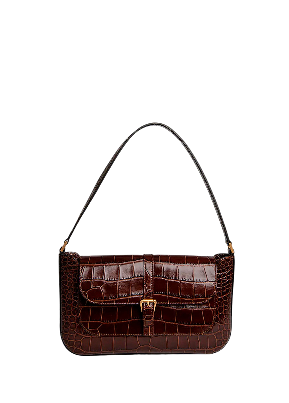 By Far Miranda Croco Embossed Leather Nutella