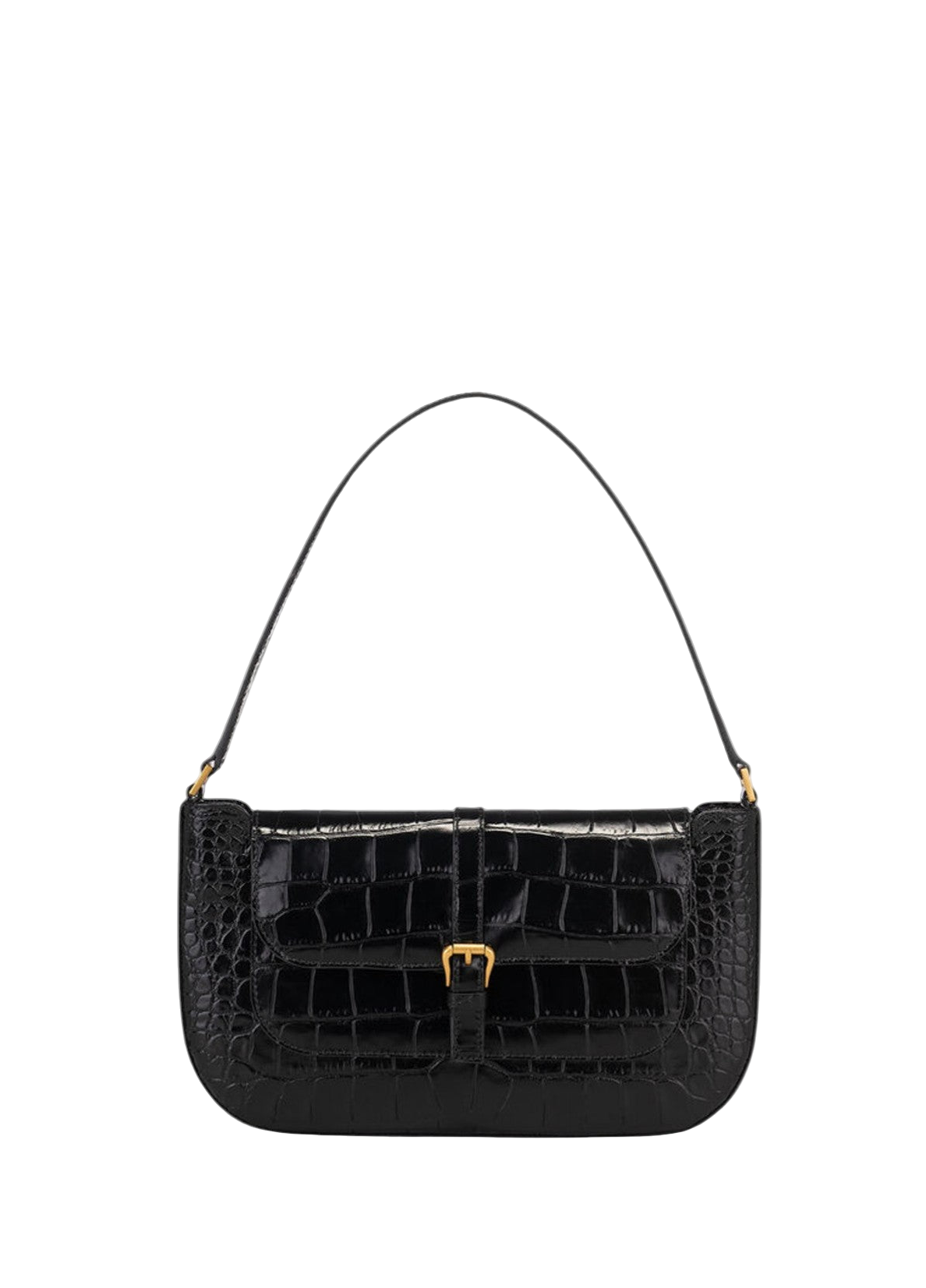 By Far Miranda Croco Embossed Leather Black