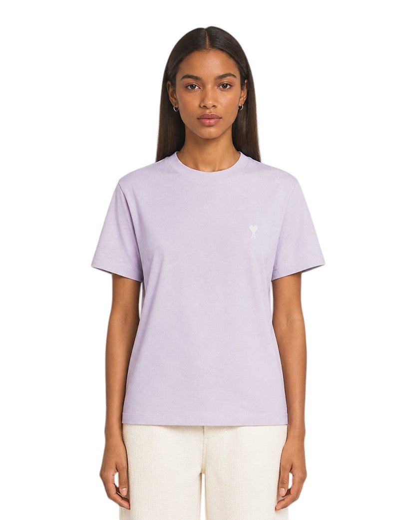 AMI Paris Ami De Coeur White Heart T-Shirt Light Purple