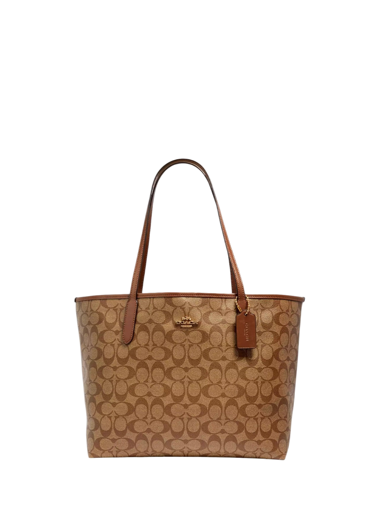 Coach City Tote In Signature Canvas Brown