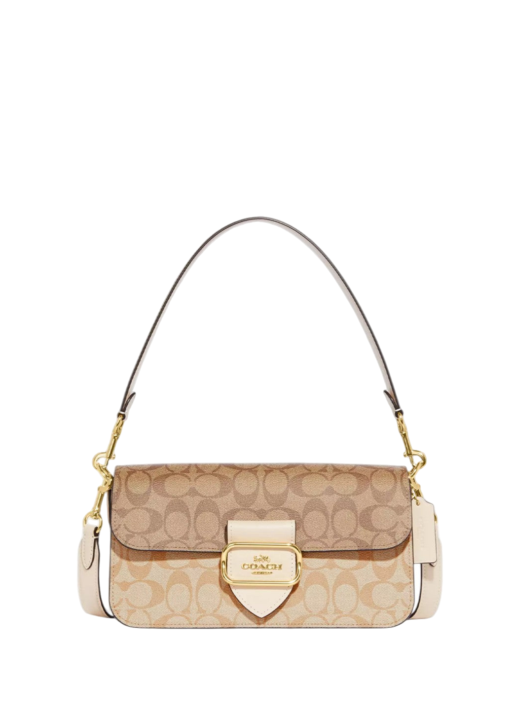 Coach Morgan Shoulder Bag In Blocked Signature Canvas Light Khaki Multi