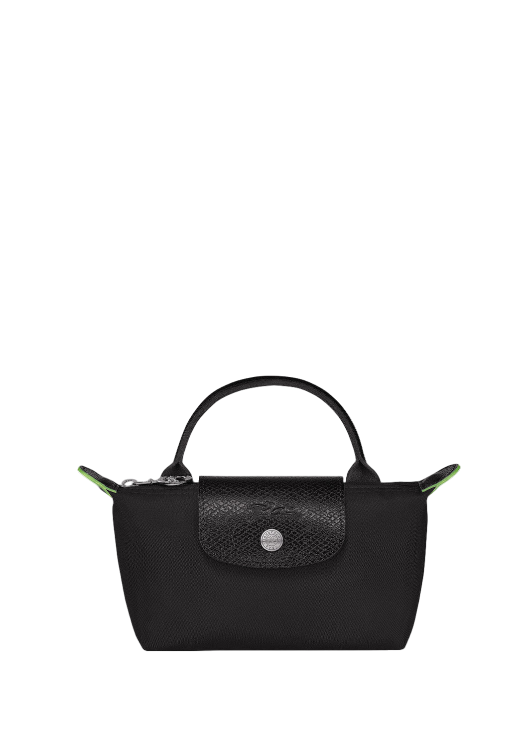 Longchamp Le Pliage Green Pouch With Handle Black