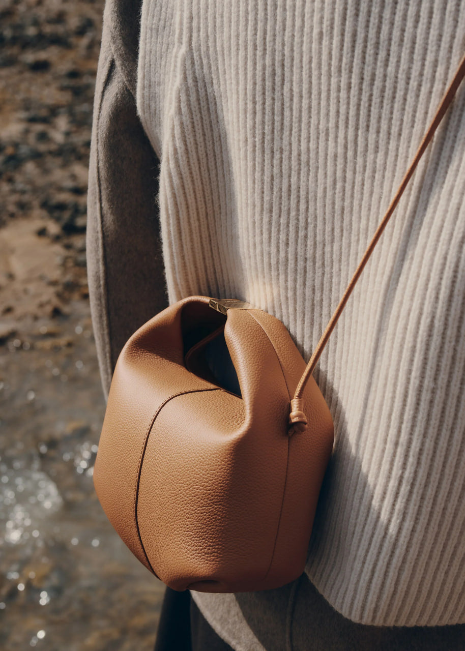 Polene Beri Textured Leather Camel
