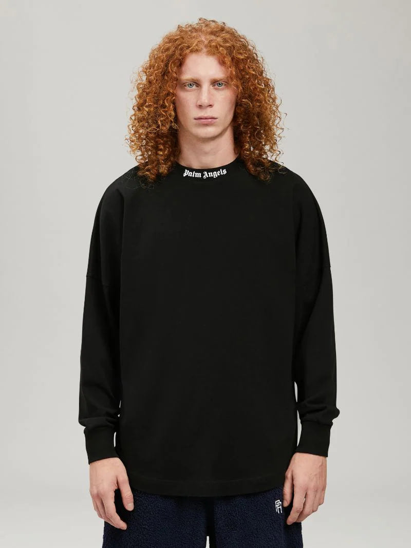 Palm Angels Logo-Print Long Sleeve T-Shirt Black