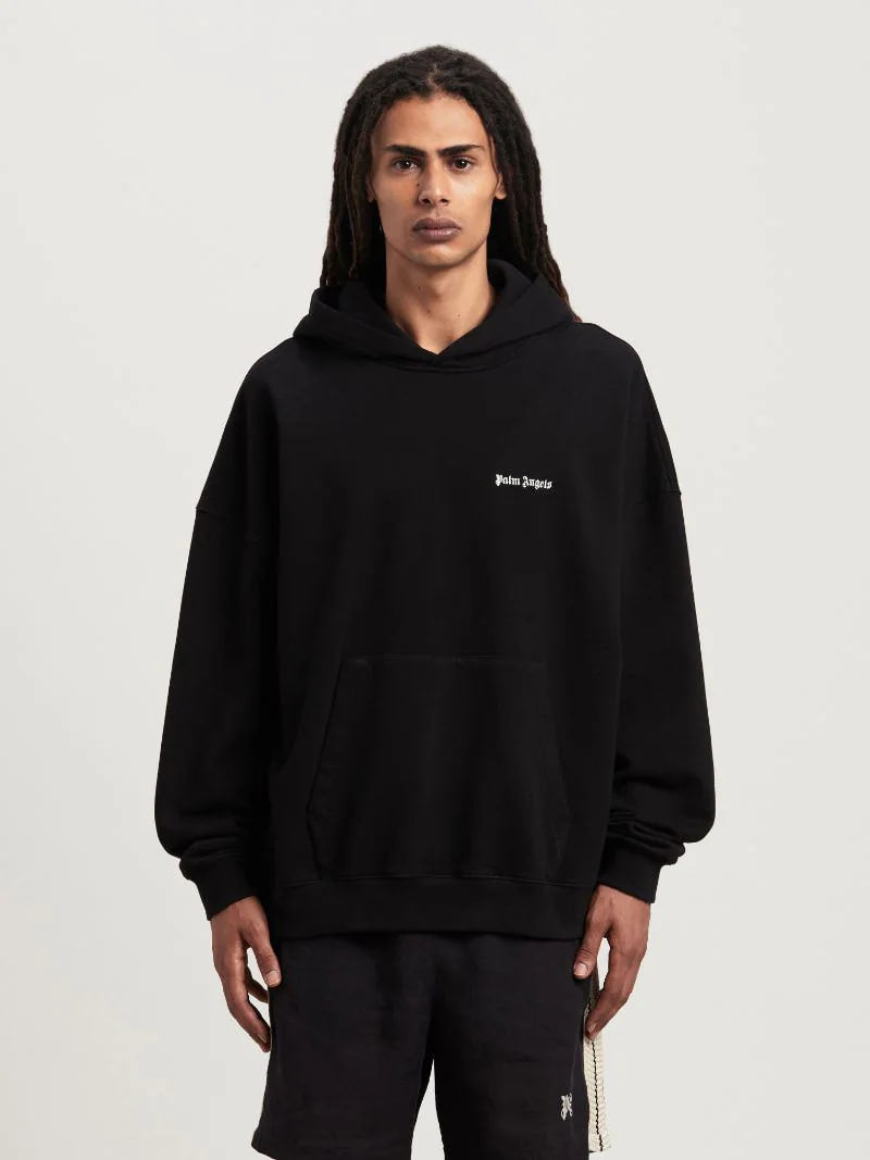 Palm Angels Embroidered Logo Hoodie Black