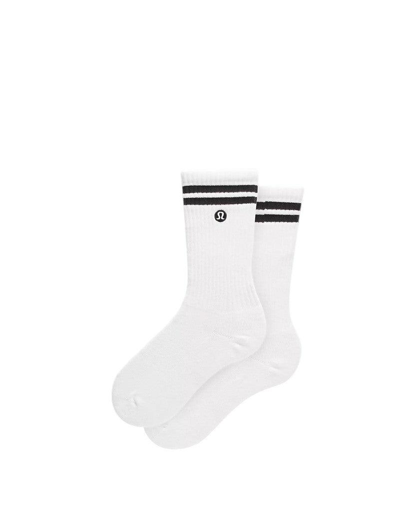 Lululemon Unisex Daily Essential Crew Socks Stripe White/Black
