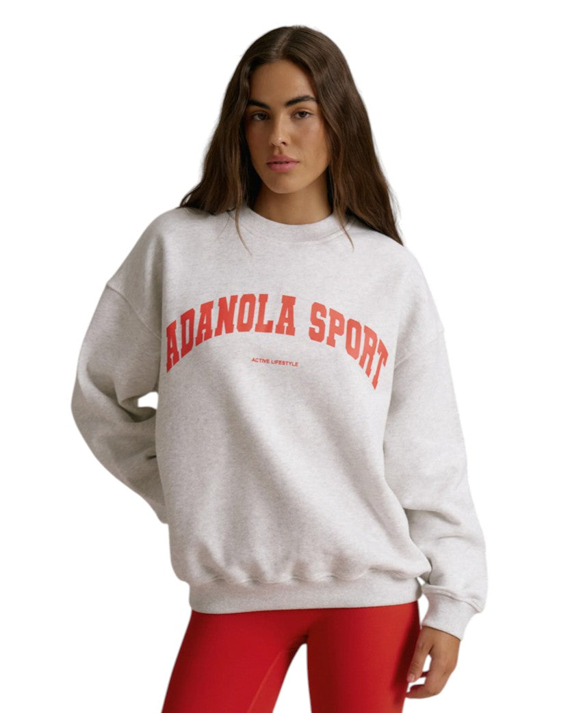 Adanola AS Oversized Sweatshirt Light Grey Melange/Apple Red