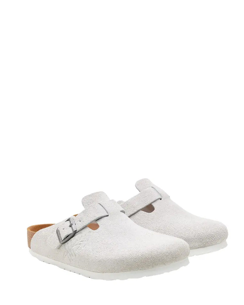 Birkenstock x Stussy Boston Suede Clog White