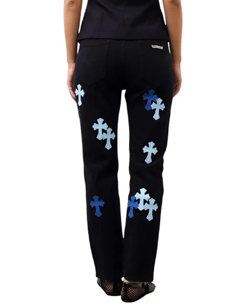Chrome Hearts Jeans with Blue Cross Black CH125-BK