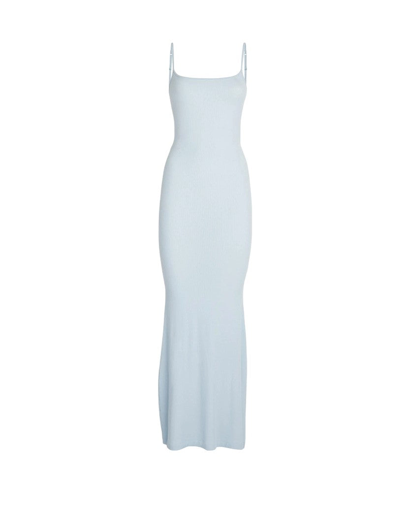 Skims Soft Lounge Long Slip Dress Sky Blue