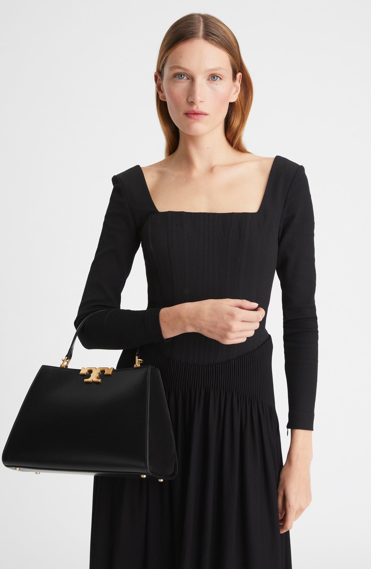 Tory Burch Eleanor Satchel Leather Tote Bag Black