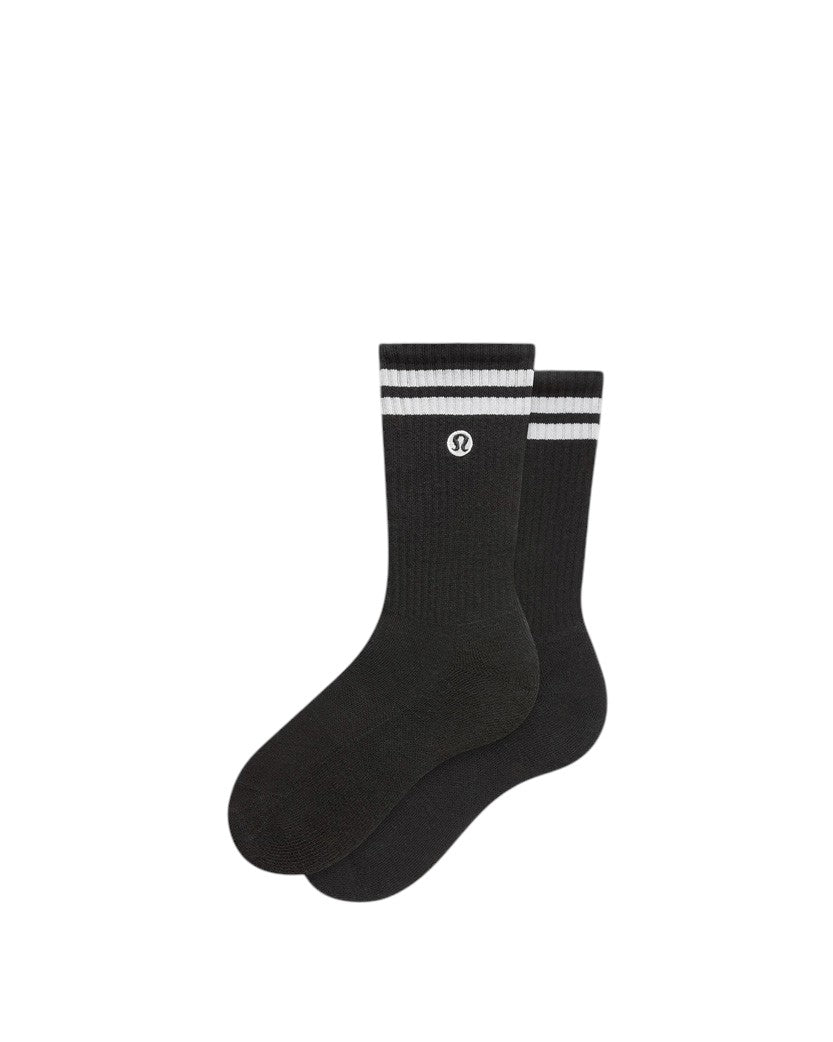 Lululemon Unisex Daily Essential Crew Socks Stripe Black/White