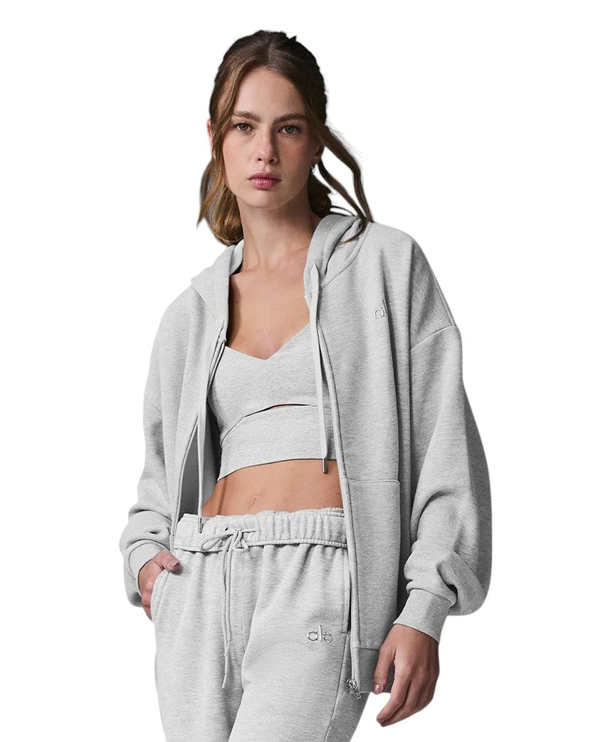 Alo Yoga Accolade Full Zip Hoodie Grey