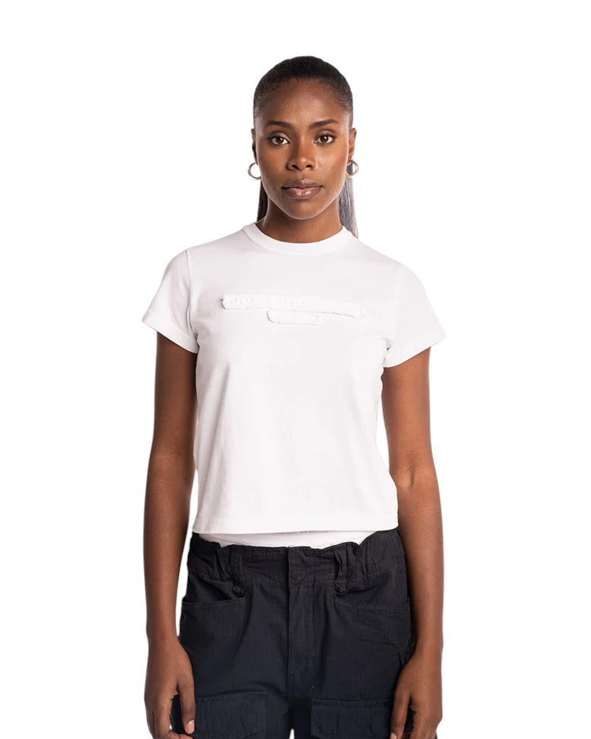 Alexander Wang Distressed Logo Shrunken Tee White