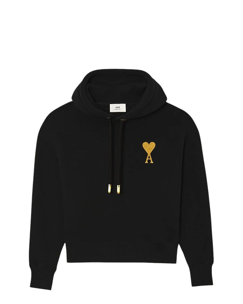 AMI Paris Ami de Coeur Lurex Hoodie Black