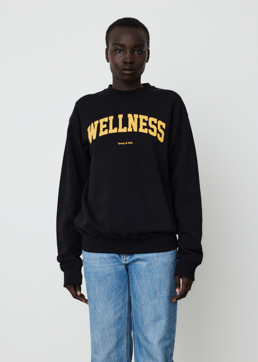 Sporty & Rich Wellness Ivy Crewneck Black/Yellow