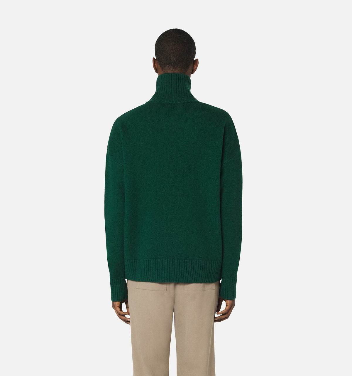 AMI Paris Ami de Coeur Lurex Funnel Neck Sweater Green