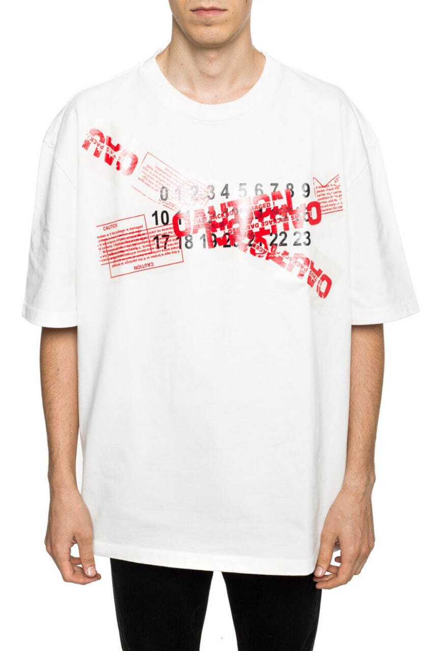 Maison Margiela Caution Tape Print T-Shirt White