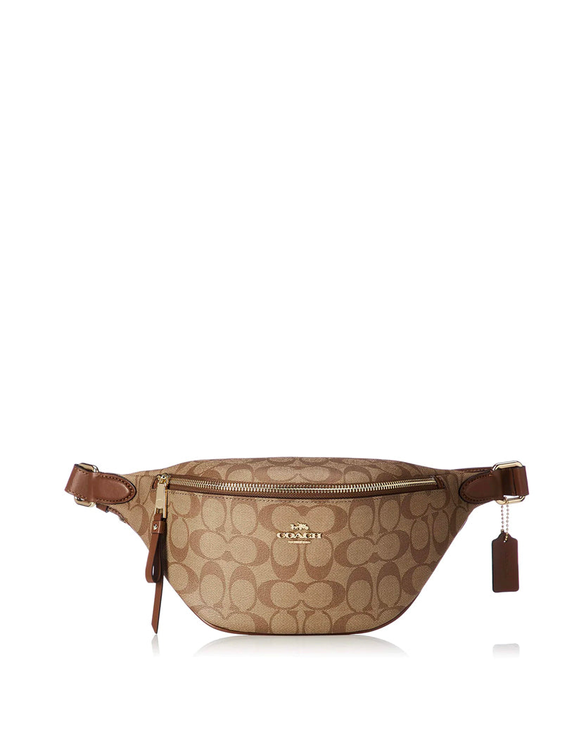 Coach Signature Belt Bag Fanny Pack Khaki Saddle