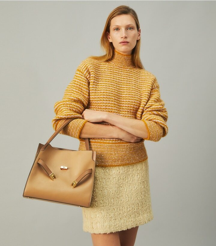 Tory Burch Lee Radziwill Small Double Bag Tiramisu