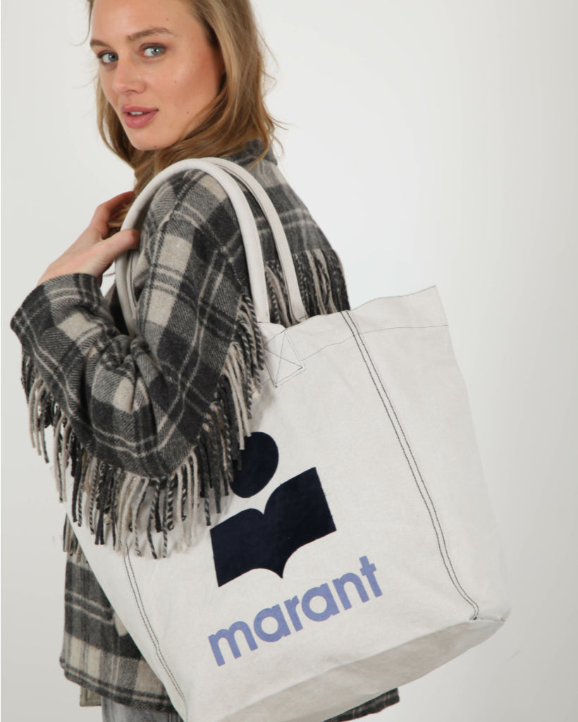 Isabel Marant Yenky Logo Canvas Tote Bag Light Grey