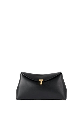 Toteme T-Lock Clutch Smooth Leather Black