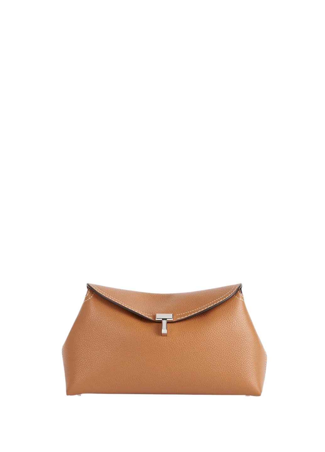Toteme T-Lock Clutch Grain Leather Tan