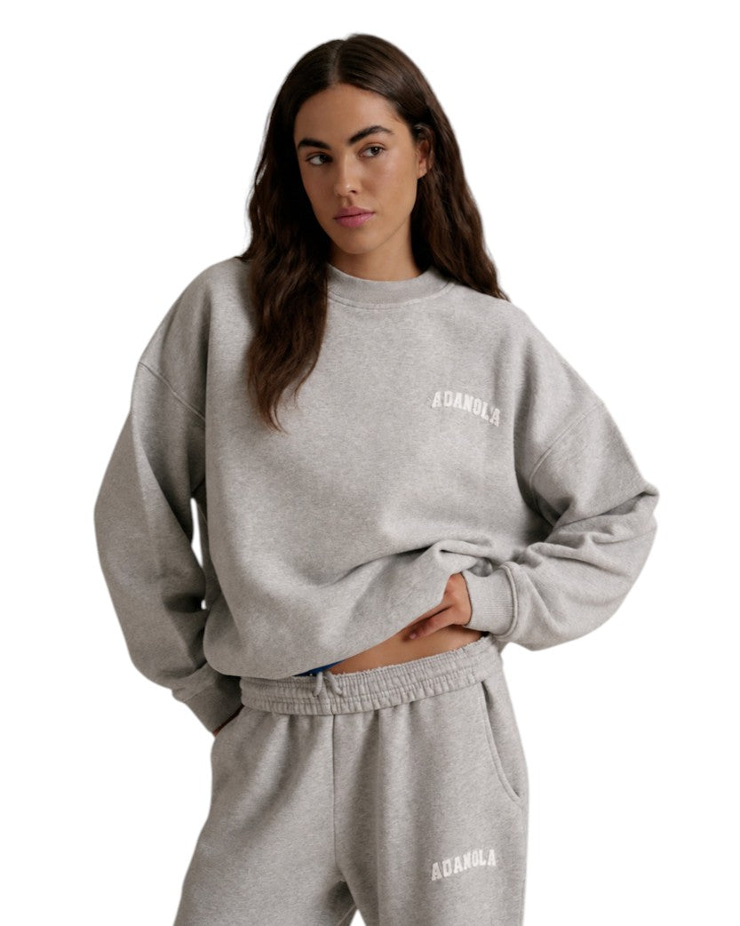 Adanola Varsity Oversized Sweatshirt Grey Melange/Marshmallow White