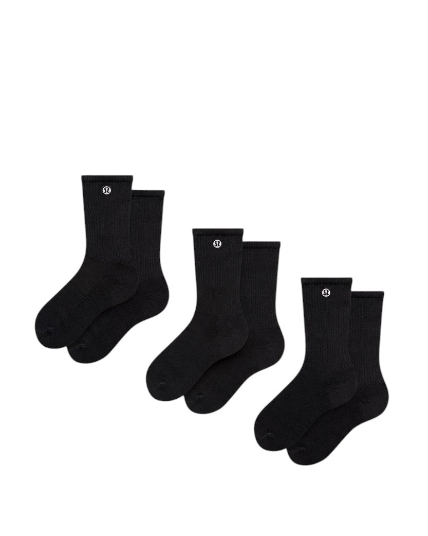 Lululemon Unisex Daily Essential Crew Socks 3 Pack Black