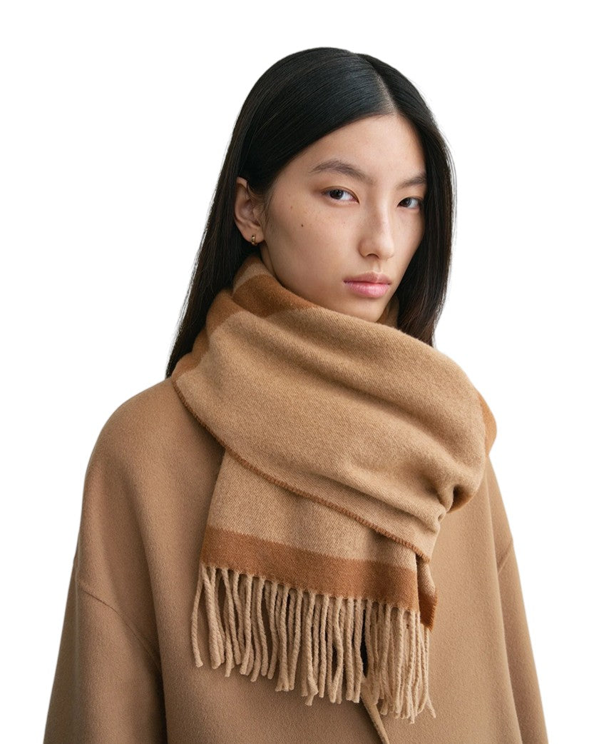 Toteme Monogram Jacquard Wool Scarf Camel