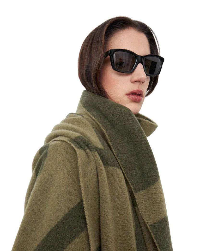 Toteme Monogram Jacquard Wool Scarf Sage