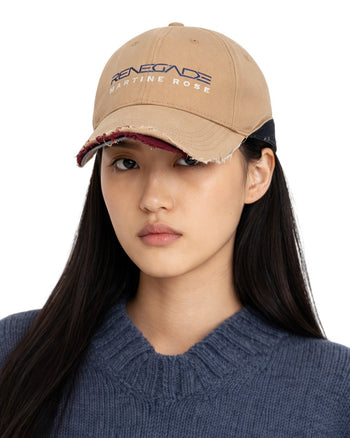 Martine Rose Distressed Roll Back Cap Beige