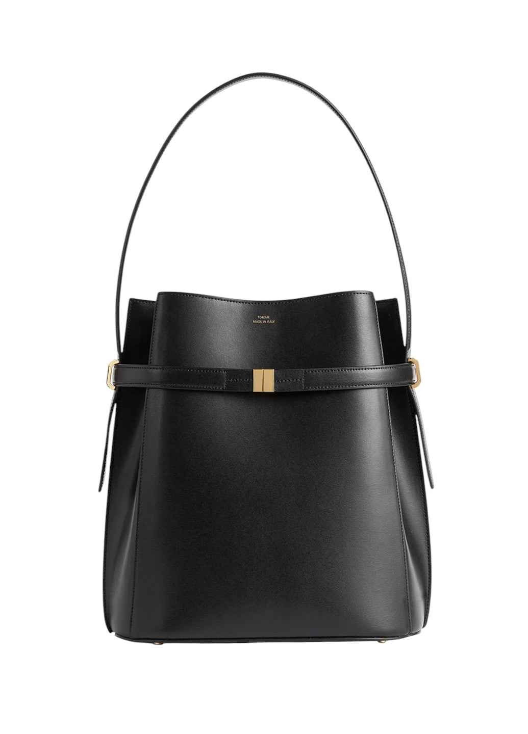 Toteme Belted Leather Bucket Bag Black
