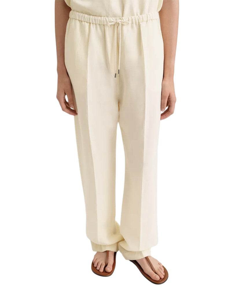 Toteme Press Creased Drawstring Trousers Vanilla