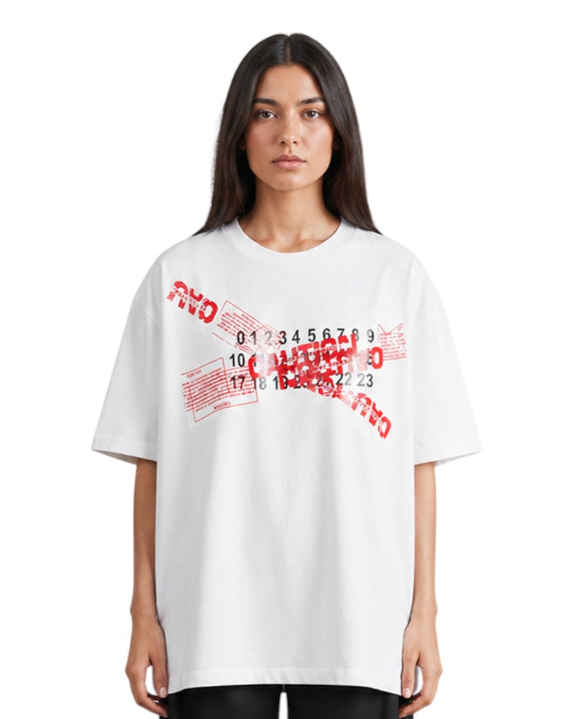 Maison Margiela Caution Tape Print T-Shirt White
